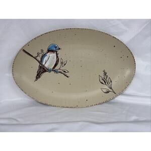 NEW BLUE SKY CLAYWORKS SPRING BIRD OVAL SERVING PLATTER 14”